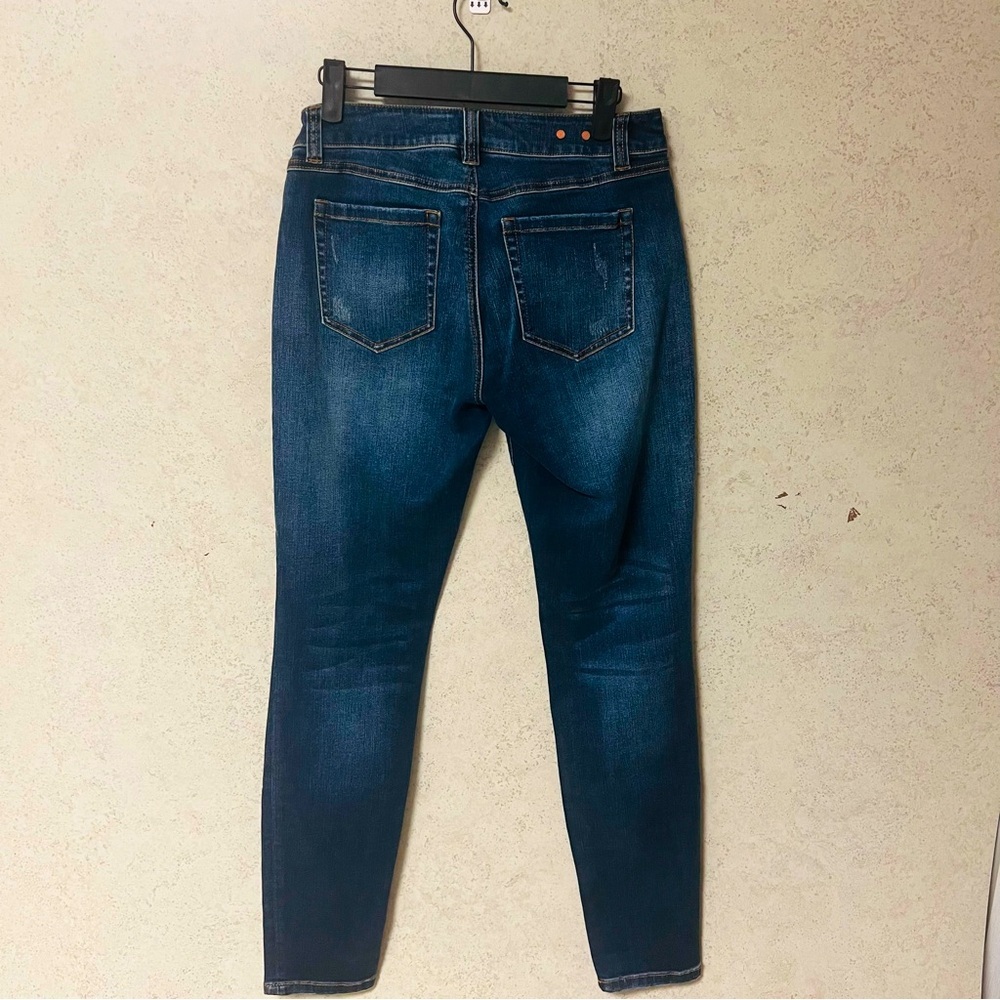 CABI 4 WOMENS DARK BLUE SKINNY STRETCH DISTRESSED SOFT COMFY COTTON BLEND‎ JEANS - Picture 8 of 8